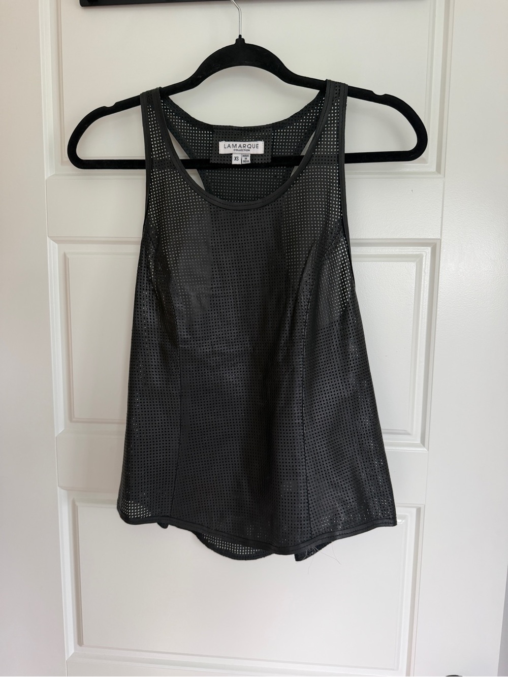 Revolve 100% Leather Lamarque Black Perforated Mesh Tank Top - Women's